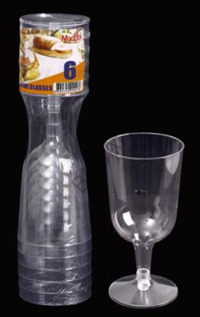 Happyland 6’lı Şeffaf Plastik Şarap Bardağı Şeffaf Kadeh Kullan At Plastik Şarap Kadehleri