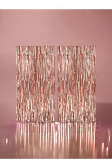 Happyland 2 Adet Rose Gold Kapı Duvar Parti Fon Arka Perde Işıltılı Simli Doğum Günü FotoğrafPerdesi