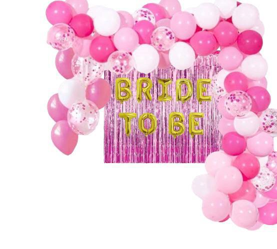 Happyland Bride To Be Bekarlığa Veda Partisi Pembe/Fuşya Konseptli Balon Zinciri Ve Folyo Balon Seti Arka Fonlu