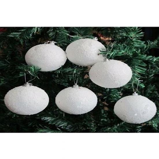 Happyland Yılbaşı Ağacı Süsleme 7 cm Beyaz Kar Topu 6’lı Kar Topu Ağaç Süsü