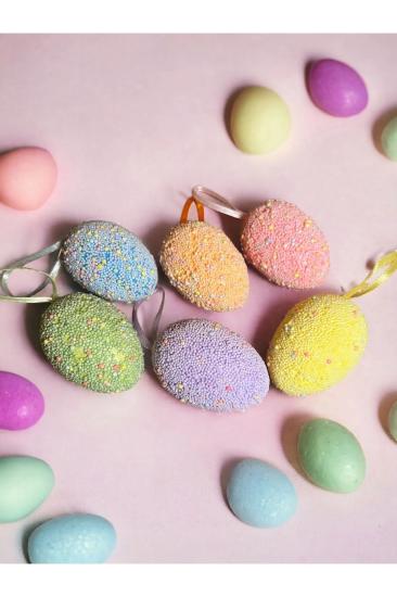 Happyland Paskalya Yumurtası Renkli 6 Lı Yapay Paskalya Süs