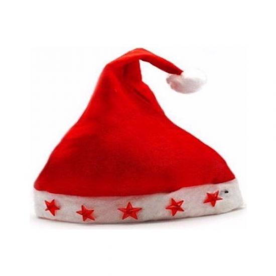 Happyland Yılbaşı Şapkası Işıklı Noel Şapkası 40 cm Kırmızı Yetişkin Noel Baba Şapkası