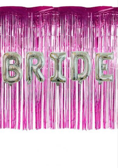 Happyland Bekarlığa Veda Partisi Bride To Be Pembe/Fuşya Konseptli Folyo Balon Seti Arka Fonlu