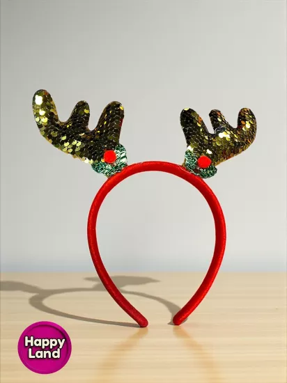 Happyland Yılbaşı Pullu Geyik Taç 1 Yeni Yıl Parti Tacı Yılbaşı Aksesuar Pullu Yeni Model
