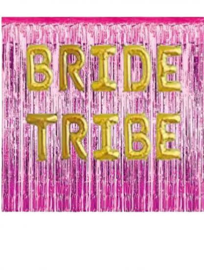 Happyland Bekarlığa Veda Partisi Bride To Be Pembe/Fuşya Konseptli Bride Tribe Folyo Balon Seti Arka Fonlu