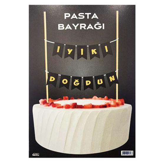 Happyland Gold İyiki Doğdun Yazılı Pasta Bayrağı Pasta Üzeri Doğum Günü Bayrak Pasta Süsü