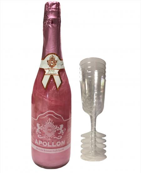 Happyland Çilek Aromalı Alkolsüz Şampanya Bride To Be Bekarlığa Veda Yetişkin Doğum Günü Patlatmalık Gazoz Parti İçeceği Pembe Kokteyl Sparkling Flavour 750ml Kadehli