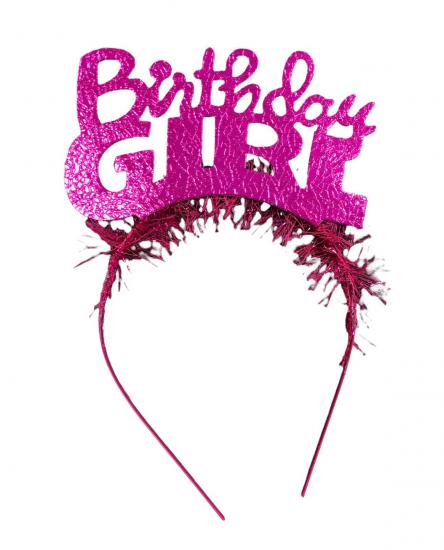 HappyLand Birthday Girl Yazılı Pembe Renk Yazılı Karton Taç 