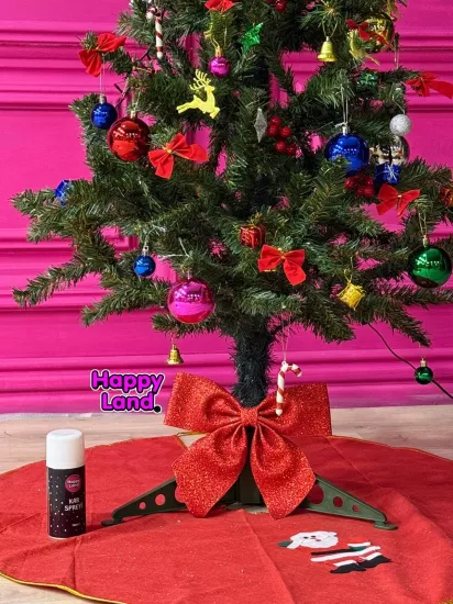 Happyland 150 cm Yılbaşı Çam Ağacı Seti 5 m Rgb Led Işıklı 88’li Yılbaşı Süsleri Paketi ,Kar Spreyi