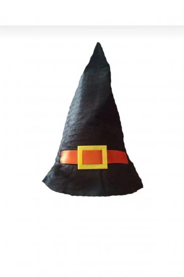 Happyland Halloween Siyah Renk Ince Keçe Kumaş 33 Cm Uzun Cadı Şapkası Yetişkin Şapkası