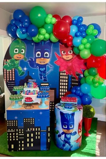 Happyland Pjmask Doğum Günü Konseptleri Seti Pijamaskeliler Konsepti Parti Malzemeleri Lüks Paket