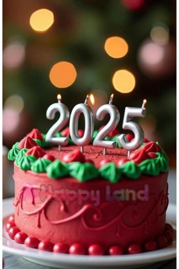 Happyland Yılbaşı Gümüş Renk 2025 Pasta Mumu Seti Rakam Mum Seti Yılbaşı Pasta Dekoru
