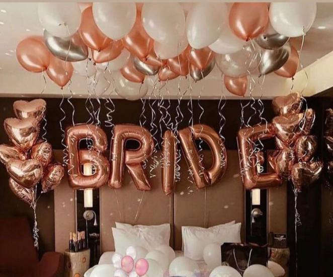 Happyland Bride Yazılı Folyo Balon Seti 100 cm Rosegold Bekarlığa Veda Kutlama Bride To Be Partisi