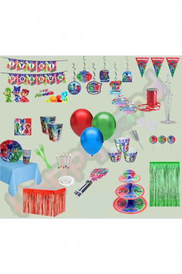 Happyland Pjmask Doğum Günü Konseptleri Seti Pijamaskeliler Konsepti Parti Malzemeleri Lüks Paket