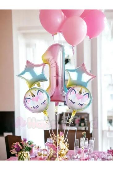 Happyland Unicorn Balon Seti Unicorn 1 Yaş Rakam Balon Seti