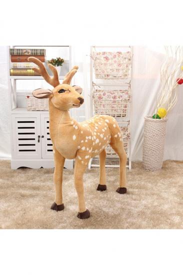 Happyland Yılbaşı Dekorasyon Peluş Geyik Açık Kahve Renk Küçük Boy 34cm X 34 Cm Yılbaşı Geyiği 