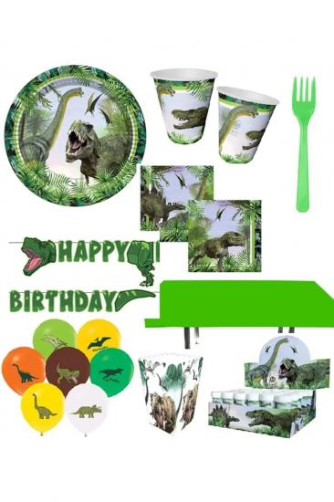 Happyland Dinazor Jurassic Park Temalı Doğum Günü Parti Seti - 16 Kişilik Parti Seti