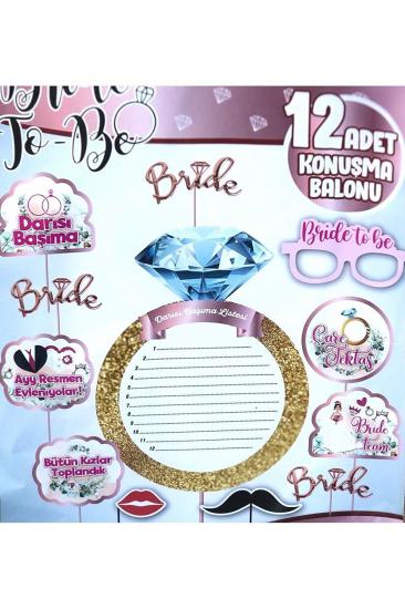 Happyland e Bride To Be Temalı 12 Adet Konuşma Balonu Darısı Başıma Listesi Bekarlığa Veda Partisi Süs Seti