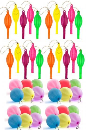Happyland Lastikli Punch Balon Çok Renkli Karışık Renkli Lastikli Balon 50 Adet