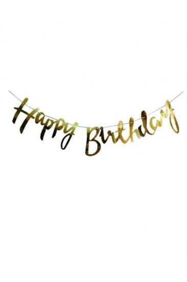 Happyland Gold Happy Birthday Kaligrafi Banner Yazı 2,10 cm