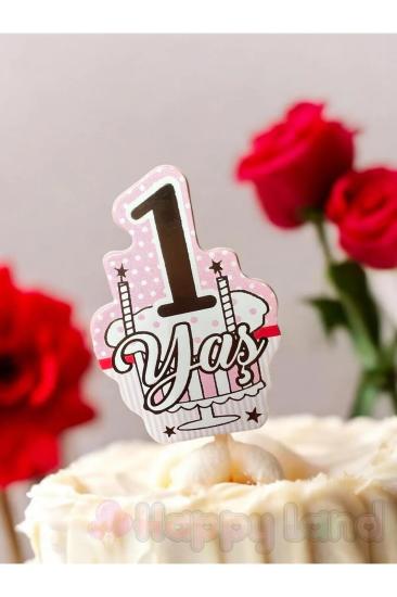 1 Yaş Doğum Günü Partisi 1 Yaş Lüks Kürdan Pembe Gold 10 Adet 1 Yaş Kürdanı