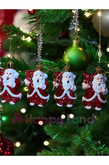 Yılbaşı Çam Ağacı Süsü 4’lü Noel Baba Yılbaşı Süsü 6 cm Yılbaşı Noel Baba Süs Yeni Yıl