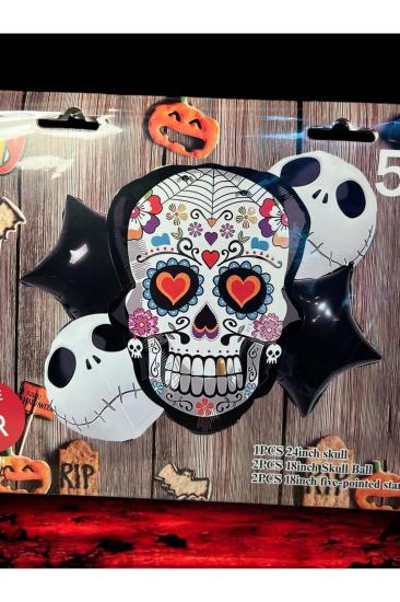 Halloween Cadılar Bayramı Kurukafa Model 5’li Folyo Balon Seti