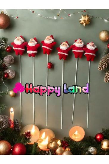 Yılbaşı Süsü Çubuk Noel Baba 6 Adet Yeni Yıl Dekor Süs