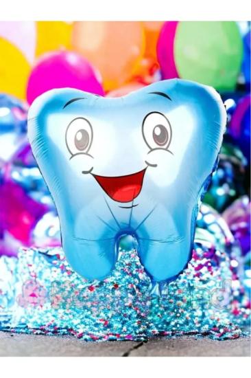 Happyland 1 Adet  Mavi  Diş Şeklinde Folyo Balon İlk Diş Buğdayı Balonu