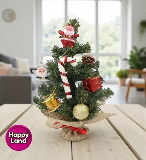 Happyland Yılbaşı Ağacı Süslü Çam Ağacı 30 Cm Ağaç Ve 9’lu Karışık Süslü Yılbaşı Çam Ağacı