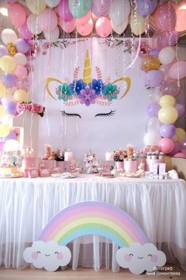 Happyland Unicorn Doğum Günü Konseptleri Seti Tek Boynuzlu At Konsepti Parti Malzemeleri Lüks Paket