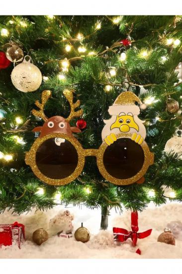 Happyland Yılbaşı Gözlüğü Plastik Camlı Noel Baba Geyik Figürlü Lüks Yılbaşı Gözlük