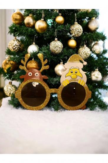 Happyland Yılbaşı Gözlüğü Plastik Camlı Noel Baba Geyik Figürlü Lüks Yılbaşı Gözlük