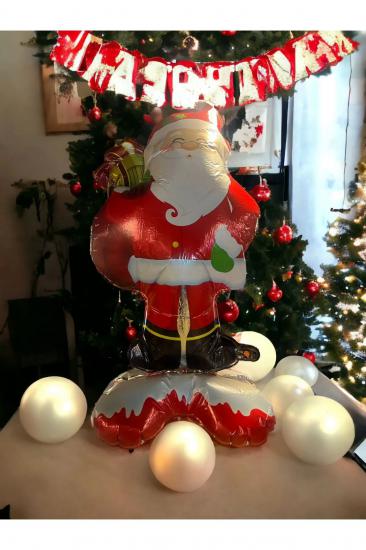 Happyland Yılbaşı Ayaklı Noel Baba Balonu Büyük Boy Yılbaşı Süsleri Noel Baba Şekilli Balon 100 cm 