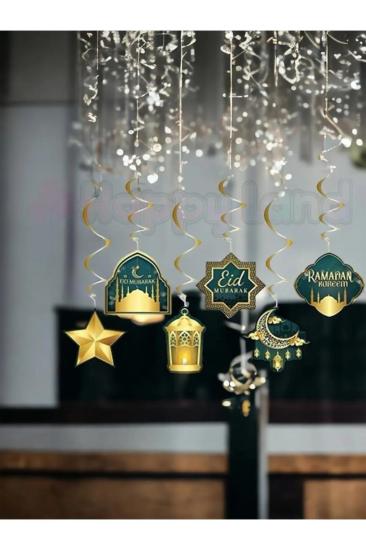 HappylandRamazan 6’lı Tavan Süs Ramazan Mubarak Ramadan Kareem Temalı Sarkıt Ramazan Bayram