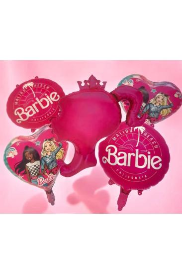 Happyland Barbie Bebek Folyo Balon Set Barbie Pembe 5’li Balon Set Barbie Konsept Doğum Günü