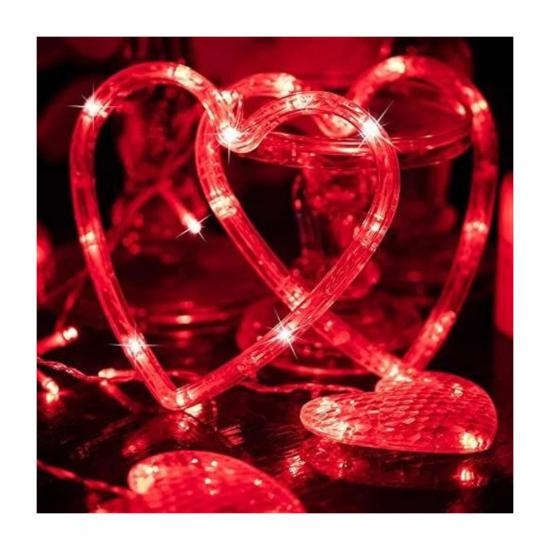 Happyland Kırmızı Kalpli LED Perde Işık (Fişli) Perde LED (Kalpli Model)
