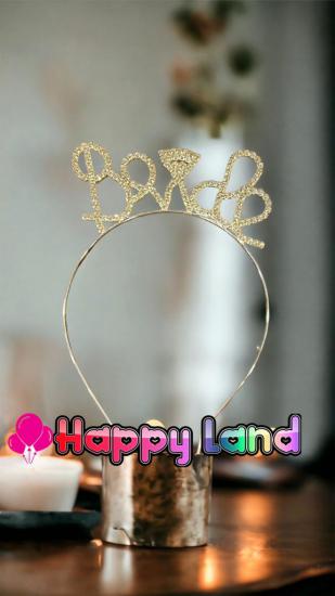 Happyland Gold Renk Kristal Taşlı Bride Doğum Günü Tacı 17*16 cm gold