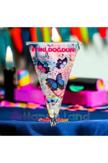 Happyland Kelebek Flama Süs İyi Ki Doğdun Kelebek Temalı 10 Lu Kağıt Bayrak Flama 1 Adet