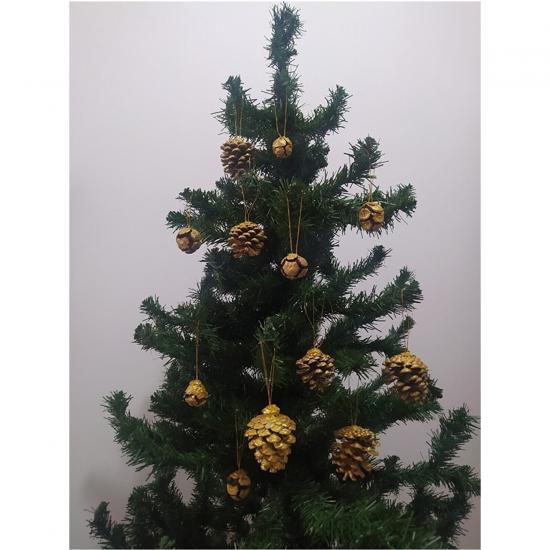 Happyland Yılbaşı Ağacı Süsü Gold Kozalak 6’lı Çam Ağacı Süsü 4-5 cm Noel Süsü
