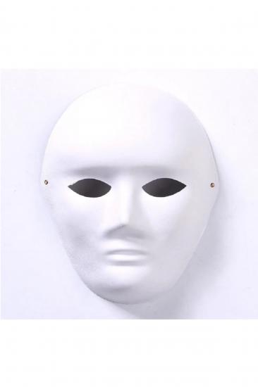 Happyland Beyaz Maske Halloween Kağıt Maske Tam Yüz Opera Maskeli Çocuk Boyama Maskesi Kağıt