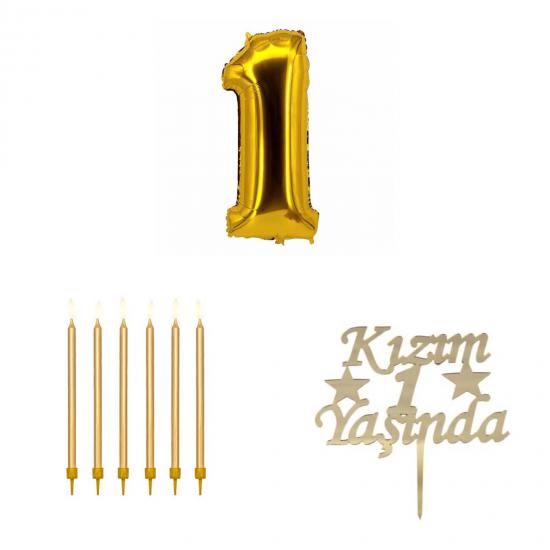 Happyland Kız Çocuk 1 Yaş Doğum Günü 3’lü Set Gold 1. Yaş Günü