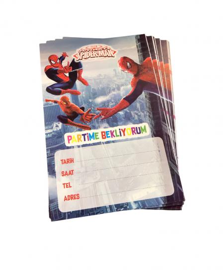 Happyland Spiderman Temalı Örümcek Adam Figürlü Doğum Günü Parti Davetiyesi Doğum Günü Davetiyesi Spiderman Baskılı Davetiye-1