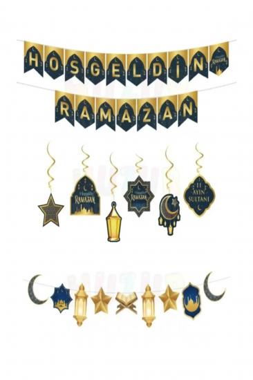 Happyland Ramazan Süsleme Seti - Hoşgeldin Ramazan Yazısı - Dekoratif Ramazan Banner -yay Süs