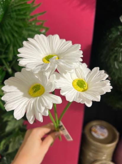 Happyland Yapay Çiçek Garbera Islak Papatya BEYAZ Renk 3 Adet HPY-26216