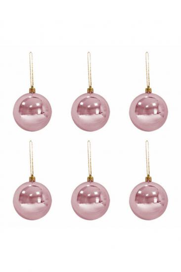 Happyland Yılbaşı Çam Ağacı Süslemesi Cici Top Rose Rengi 6 Cm 6 Adet