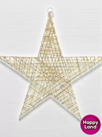 Happyland Dev Boy Gold Yıldız Dekor Yılbaşı Süsü 50 CM Kapı Duvar Ev İş Yeri Yılbaşı Dekoru HP-400C