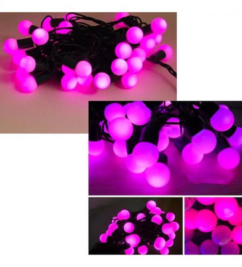 Happyland Yılbaşı 5 Metre Fişli Pembe Top Led Işık