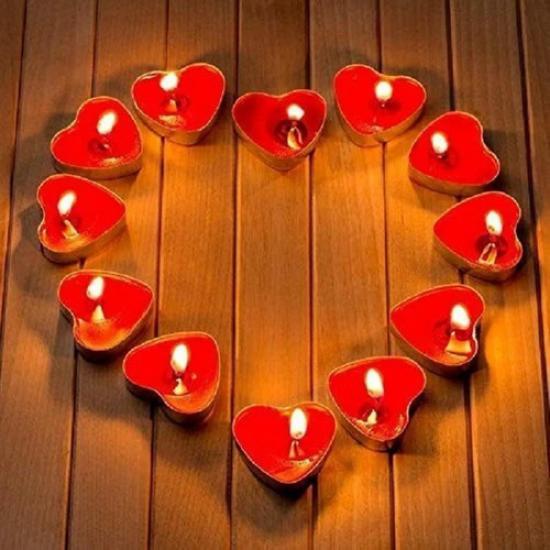 Happyland 14 Şubat 50 Adet Kırmızı Kalpli Mum, Evlilik Teklifi Küçük Tealight Mum