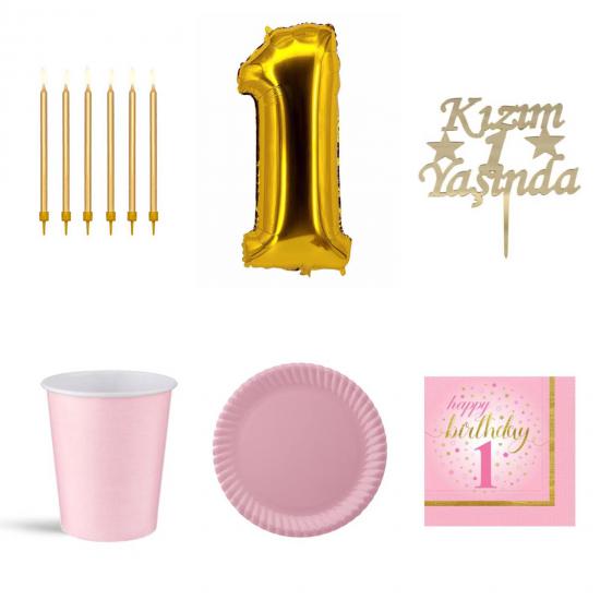 Happyland Kız Çocuk 1 Yaş Doğum Günü 6’lı Set Gold 1. Yaş Günü